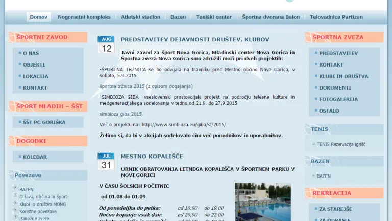 Tretja spletna stran Javnega zavoda za šport